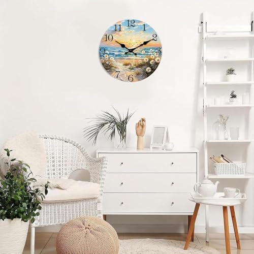 Coastal Daisy Wall Clock 16 Inch Sunset Beach - Image 2