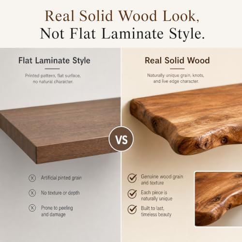 Solid Reclaimed Camphor Wood Corner Floating Shelf*2, Wall Mounted - Image 3