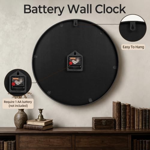 Wall Clock Farmhouse Vintage 24 Inch Silent Non-Ticking Battery Operated - Image 6