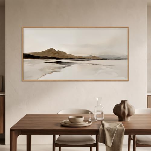 Large Netural Abstract Mountain Framed Canvas Wall Art Set -20"X40" - Image 3