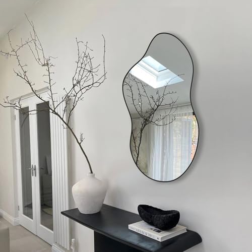 Black Asymmetrical Wall Mirrors Irregular 20×36 Inch Abstract Mirror - Image 3