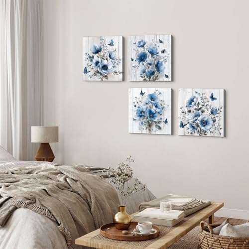Flowers Framed Canvas Wall Art Butterfly Wall Decor - Image 2