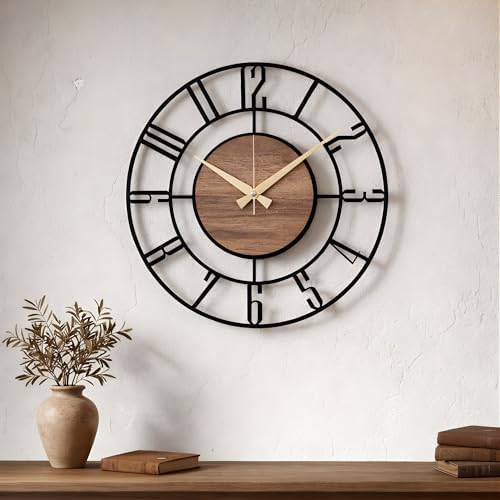 Metal Large Wall Clock, Silent Battery Operated Clocks - Image 4