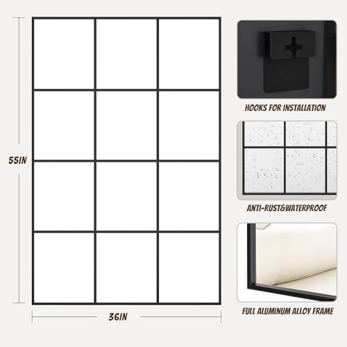 Antok Wall Mirror, Metal Framed Wall Mounted Mirror, Hanging or Leaning - Image 6