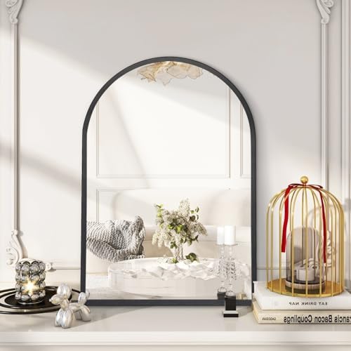 Arched Wall Mirror, Metal Frame Black Bathroom Mirror, Arched Vanity Mirror - Image 3
