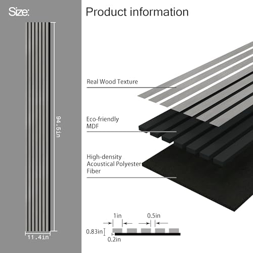 3-Pack Wood Slat Wall Panel for Interior Wall Decor Noise Cancelling 94.5" x - Image 2