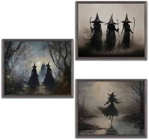 LANCHI95 03 Pcs Unframed Vintage Moody Witch Art by LANCHI95
