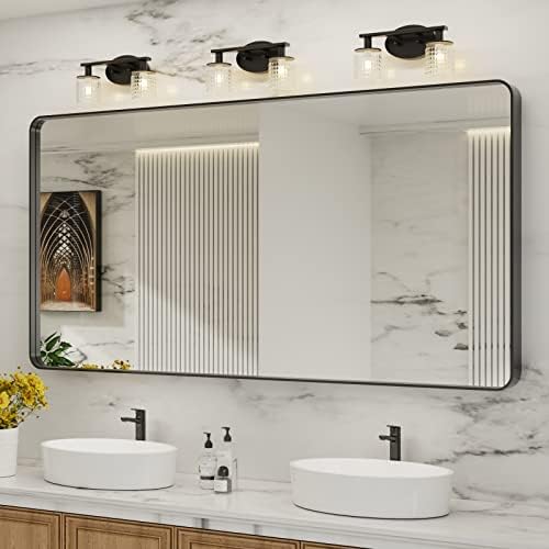 LOAAO 72X32 Inch Black Bathroom Mirror Metal Framed by LOAAO