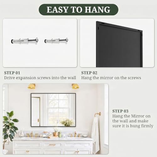 Bathroom Mirror for Wall, 40x30 Inch HD Tempered Glass Vanity Mirror - Image 7