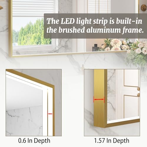 24x36 Inch LED Bathroom Mirror, Wall Mouted LED Vanity Mirror - Image 3