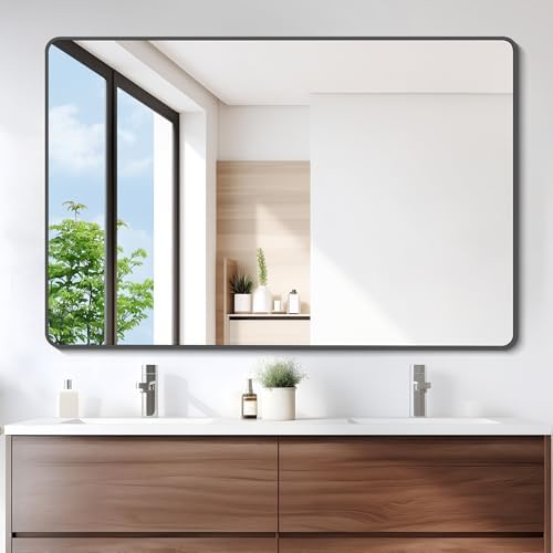 DESBING 36" x 55"Bathroom Mirror, Matte Black Wall Mirror - Image 2
