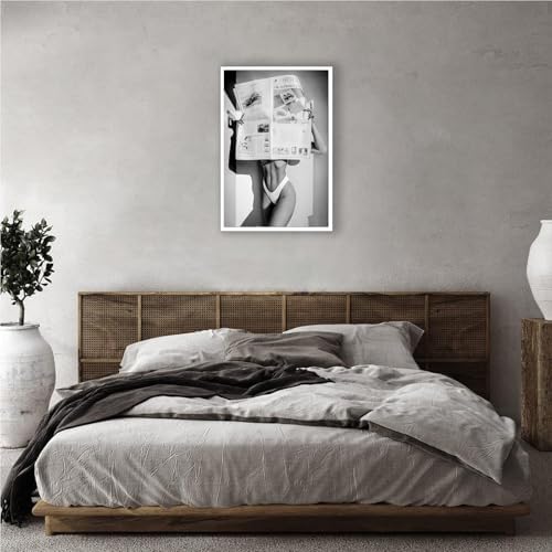 Sexy Glamorous Newspaper Reader Poster Feminist Hot Girls Canvas Wall Art Retro - Image 3