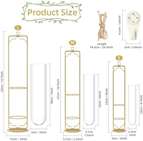 MIPON Metal Hanging Plant Propagation Station, 3 Size Glass Test Tube - Image 2