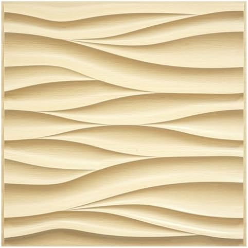 STICKGOO Wave 3D Wall Panels, Light Oak, 19.7''x19.7'' by STICKGOO