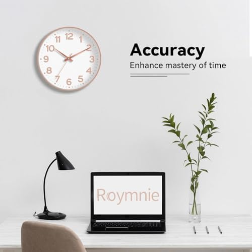 Roymnie 12 Inch Wall Clock Battery Operated Silent Non Ticking Analog - Image 4