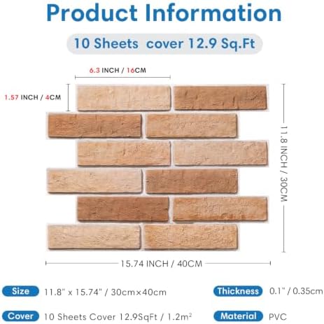 COMSTICKC 3D Faux Brick Wall Panels Peel and Stick - Image 4
