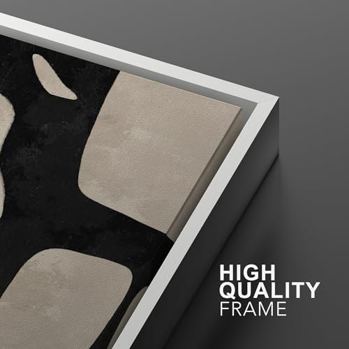 MUDECOR Framed Canvas Print Wall Art Set Abstract Monochrome Shapes Nature - Image 5