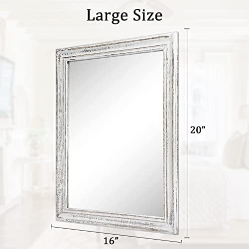 Wall Mirror with Rustic Wood Frame Rectangle Hanging Mirrors - Image 6