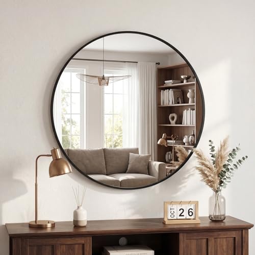 DUMOS 24 Inch Round Wall Mirror, Bathroom Mirrors by DumosLifestyle
