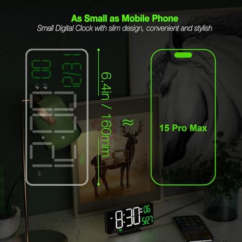 KOSUMOSU Digital Clock for Bedroom, 6.7in Black Alarm Clocks for Bedrooms - Image 2