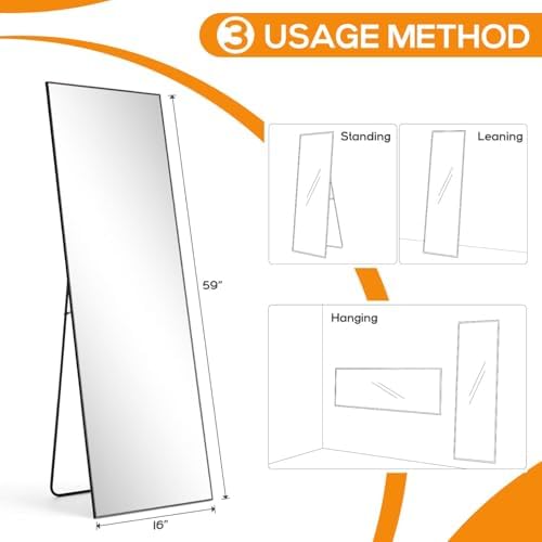 16"x59" Mirror Full Length, Upgraded Body Wall Mirrors - Image 4
