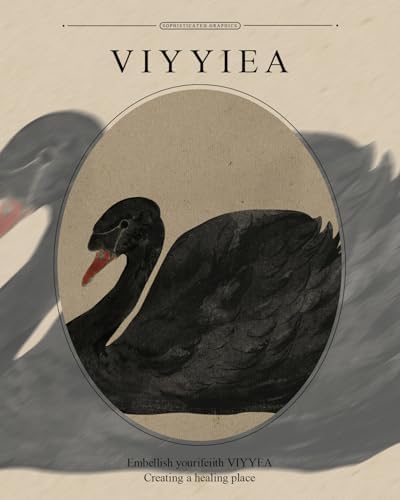 VIYYIEA Gold Framed Black Swan Wall Art Vintage Canvas Painting, 8×10 Inch - Image 4