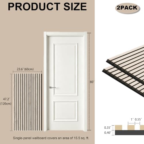 2 Pack Wood Slat Acoustic Panels, Decorative Sound Absorbing Wall Panels - Image 2