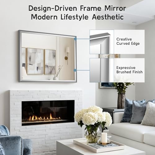 Brushed Nickel Bathroom Mirror 30x40 Inch - Image 2