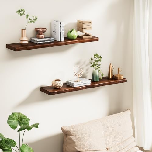 Organic Wavy Edge Floating Shelves, Hidden Brackets, 2 Pack 36 in - Image 2