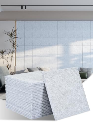AKUMAX 24 Pack Acoustic Wall Panels, 11.8 x 11.8 x 0.4 in Peel-and-Stick PET by AKUMAXWOODWALLPANELS