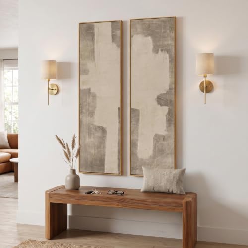 Framed Neutral Abstract Vertical Wall Art - Image 2