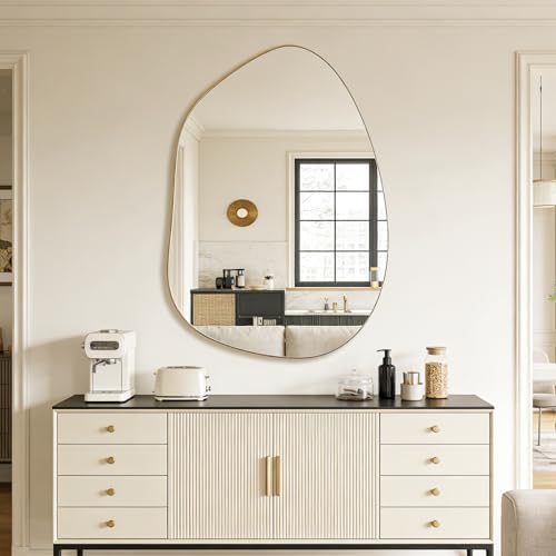Irregular Asymmetrical Wall Mirror, 40x28 Inch Gold Mirror - Image 3
