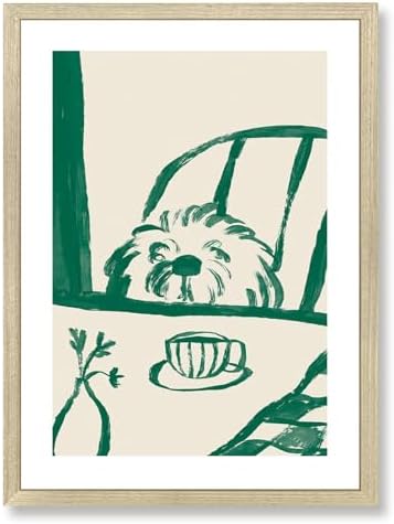 Sneaky Dog Canvas Wall Art Kitchen Print Animal Drinking Coffee Wall Art Funny by Unknown