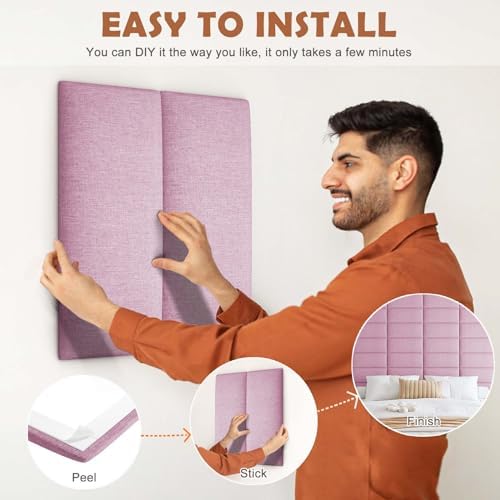 IFNOW Wall Mounted Headboard, Peel and Stick Panels, Light Pink - Image 5