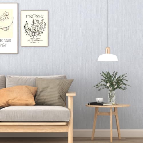 tiltil Textured Peel and Stick Wallpaper Gray Blue Grasscloth 15.7"×393" - Image 2