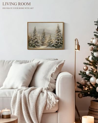 InSimSea Framed Winter Christmas Wall Art Decor, Winter Pine Forest - Image 2