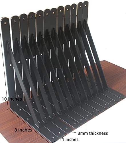 4 Pack L10 x H 8" Black Heavy Duty Shelf Brackets - Image 2