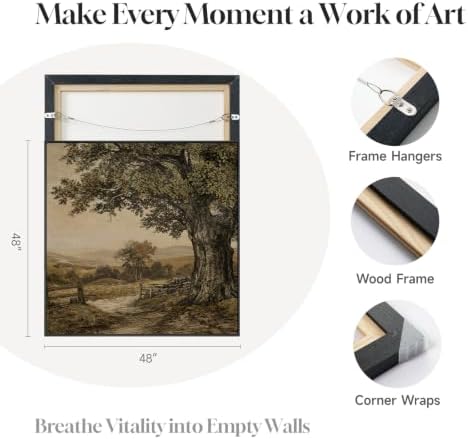 Extra Large Framed Vintage Tree Landscape Wall Art - Image 7