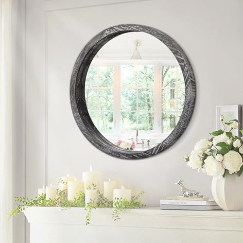 JJUUYOU Round Wall Mirror Large Circular Wall Mounted Mirror - Image 7