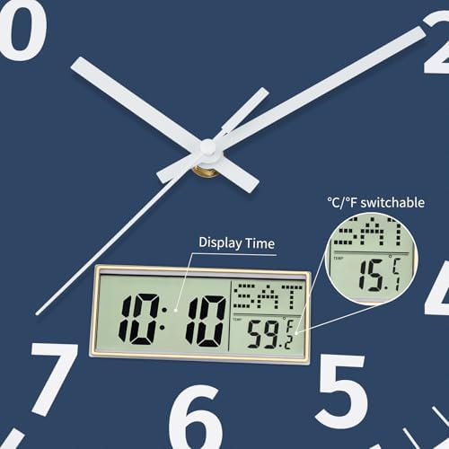 Foxtop 12 Inch Digital and Analog Wall Clock Battery Operated Clock - Image 4