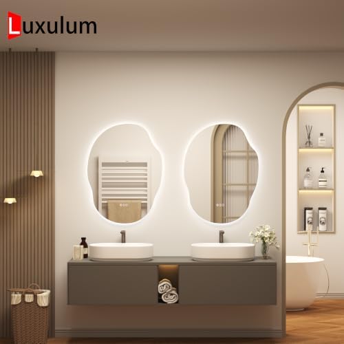 Irregular-Shaped Backlit LED Lighted Bathroom Mirror 40x30 - Image 5