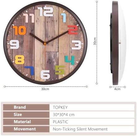 Topkey 12 inch Vintage Silent Wall Clock - Image 4