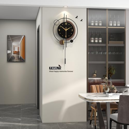 FLEBLE Modern Analog Wall Clock Decorative Clock Pendulum Battery Operated - Image 2