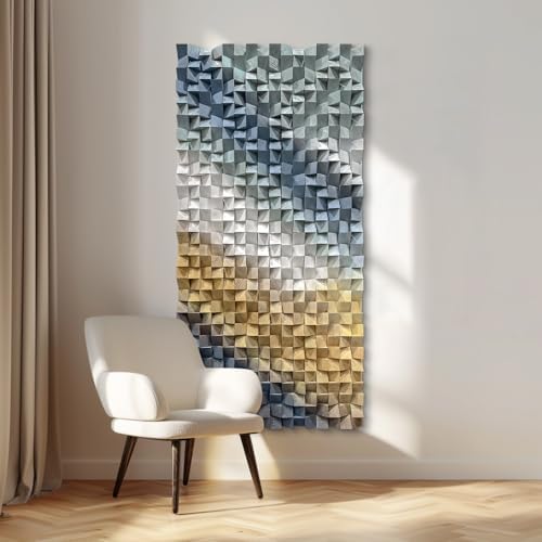 LIUZEYUE Abstract Pine Wall Sculpture Featuring Gradient Pine Composition by Unknown