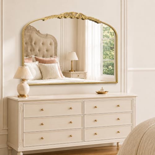 Besdomus Vintage Arched Wall Mirror: 40”x29” Rose Gold Dresser Mirror by Besdomus