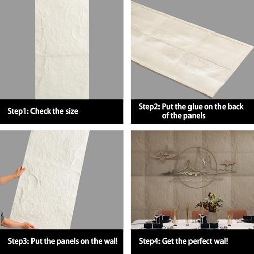 4-Pack 3D Faux Stone Wall Panels Rock Wall Panel White - Image 4
