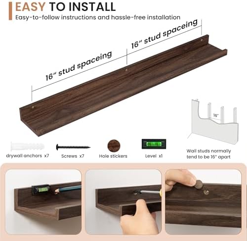 Dreamland Picture Ledge Shelf for Wall, Floating Shelves Set of 2, 36 Inch Long - Image 4