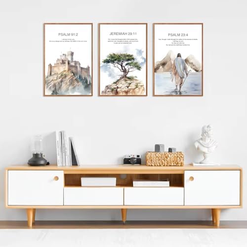 CHDITB Christian Bible Verse Framed Canvas Wall Art Set, Scripture Prints - Image 4
