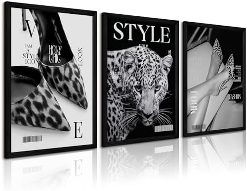 Black Leopard Wall Art Y2k Cheetah Canvas Wall Decor Fashion Trendy Posters by Youillne