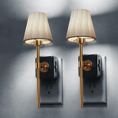 L LOHAS LED Night Lights Plug into Wall, Pleated Fabric Cover Night Light by LLOHASLED